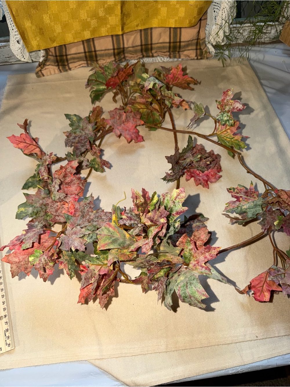 Artificial Autumn Maple Leaf Garland - Multicolor